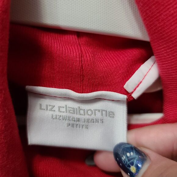 Liz Claiborne Womens Turtle-Neck Red Size Petite Large 100% Cotton Long Sleeve - Picture 6 of 12